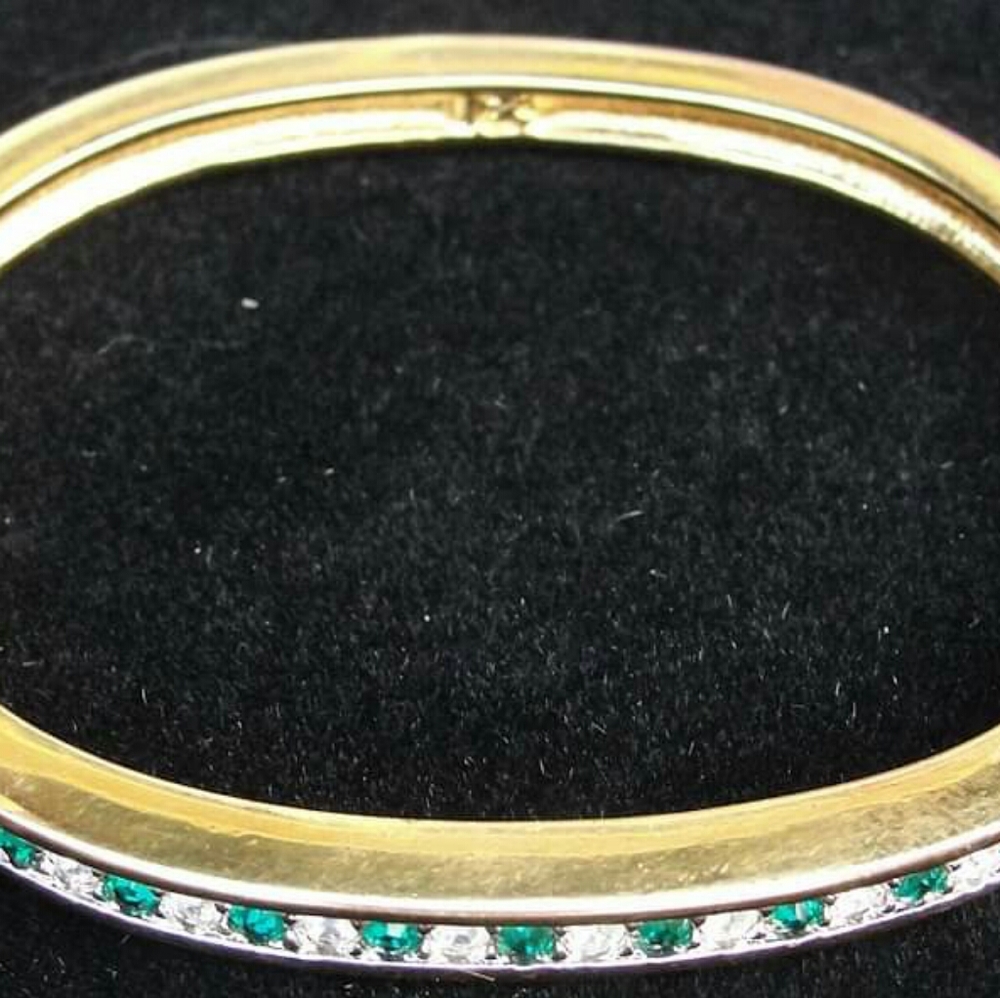 Stunning Swarovski Emerald Green Crystal & Gold Ba